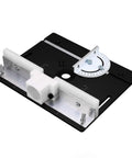 Premium Aluminum Router Table Insert Base Plate For Precision Woodworking Projects With Dead Easy Mounting Hardware And Top Shelf Metal Router System Kit In Matte Black with adjustable angle gauge and bracket.