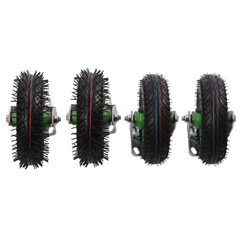 Eight Inch Pneumatic Caster Wheels Heavy Duty Rubber Inflatable Tires Four Piece Set with two swivel and two rigid wheels.