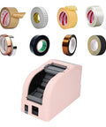 Electric Automatic Tape Dispenser And Ribbon Cutter Machine Featuring Smart Auto Sensor For 6 To 60 Mm Tape with various tape rolls.