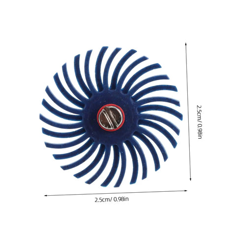 Radial Bristle Disc For 3Mm Shank Kit With 1 Inch Rotary Tools and small spiral flap wheel, blue, 2.5cm diameter.