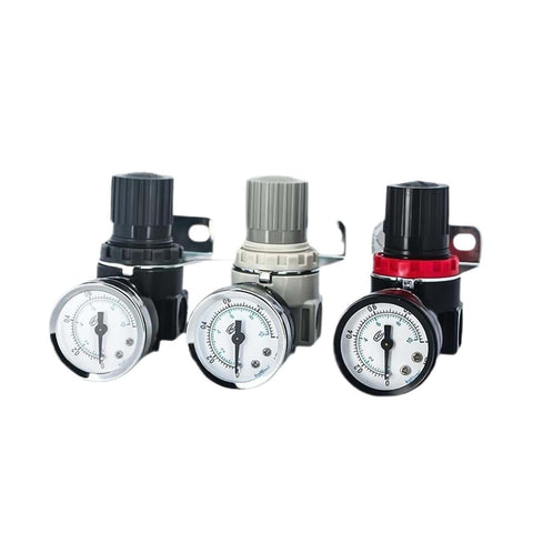 Three Compact FRL Unit For Pneumatic Air Systems With One Quarter Inch BSP Thread Pressure Regulator And Reduction Valve AR2000 units.