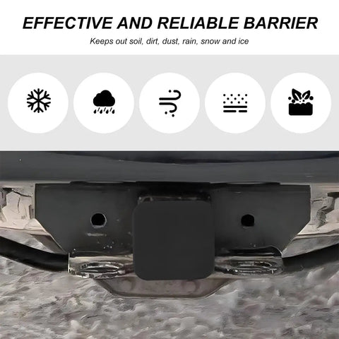 Beefed-Up Heavy Duty Silicone Trailer Hitch Plug Cover for Square Mouth Receiver Tubes shown installed on a vehicle hitch