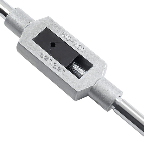 Adjustable Tap Wrench With Reamer Holder 1/4 To 3/4 Inch Capacity, showing durable hardened jaws and straight shank design.