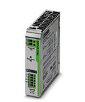 Built Tough Industrial Control Power Supply Module for PLC Systems 12-24V DC Input With 2x10 and 1x20 Outputs, TRIO-DIODE Compatible 2866514, vertical DIN-rail PLC power supply with green terminal blocks