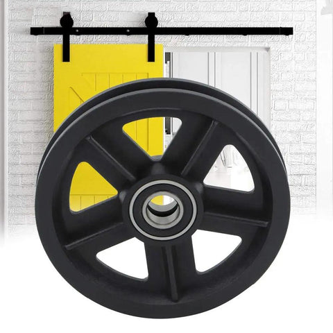 Sliding Door Pulley Kit For Barn Doors, Built Tough No Rust Track Roller Hardware With Zinc Alloy Wheels, 2 Pieces, Quiet Smooth Sliding, Black Finish, Easy To Install Barn Door Hanging Rail
