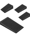 Trimmable Rubber Shims For Wobbly Furniture, 8 pack of black ribbed levelers for fixing uneven floors and stabilizing appliances.
