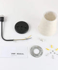 Components of Two Pack Vintage Linen Fabric Shade Wall Sconces Hardwired Bathroom Vanity Lights Black Finish Industrial Wall Mount