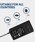 Image of 12V AC DC Power Adapter For Arcade1Up Game Machines, 3A 36W PSU with EU, AU, and UK plug options shown.