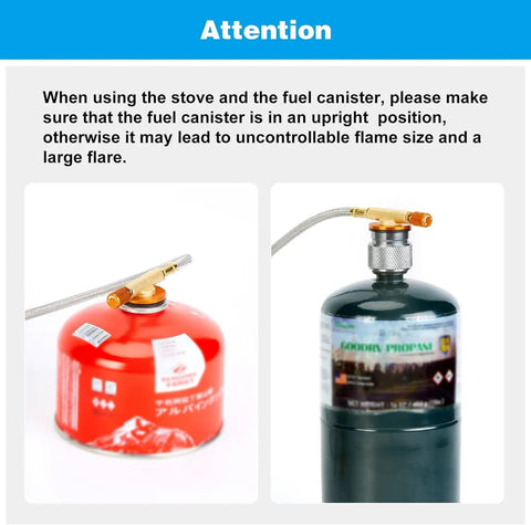 Portable 3700W Camping Stove With Piezo Ignition setup showing fuel canisters upright
