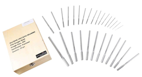 Accusize 29pc HSS chucking reamer set, 1/16–1/2 in by 1/64 in, straight flute, right-hand cut