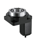 Heavy Duty Cnc Hollow Rotating Table With Precision Rotary Actuator And Rock Solid Indexing Disc For Slick Circular Positioning, side view with actuator.