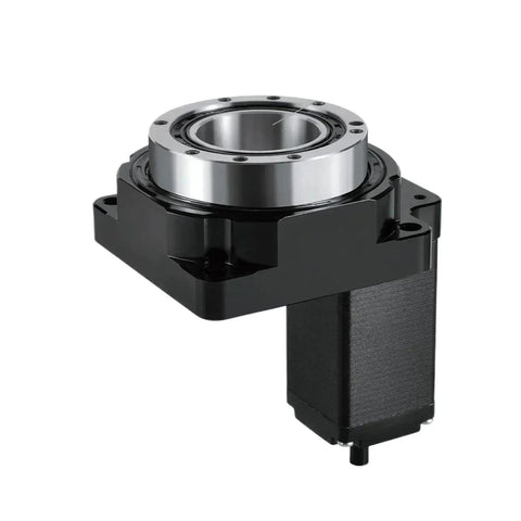 Heavy Duty Cnc Hollow Rotating Table With Precision Rotary Actuator And Rock Solid Indexing Disc For Slick Circular Positioning, side view with actuator.