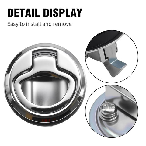Close-up of 4 Pack 1.5 Inch Handle Lift Slam Latch And Flush Pull Latch With Keyless Locking For Marine Hatches, highlighting design details.