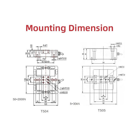 Mounting dimensions for Three Axis Load Cell for Real Time Force Measurement with Multi Axis Sensing Rugged Industrial Grade Sensor.