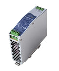 Heavy Duty Industrial Din Rail Power Supply 60 Watt 24 Volt 2.5 Amp with green connectors and metal casing for efficient use.