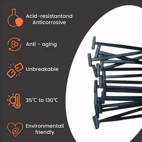 Heavy Duty Universal Nylon Cable Tie Buckles Self Locking Zip Ties Holder For Auto Bumpers Retainers And Fasteners Plastic Rivets Quick Fix Kit 50 Pieces image with product features: anti-corrosive, anti-aging, unbreakable, temperature resistant, and environmentally friendly qualities.