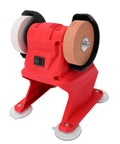 Heavy Duty Badass Mini Bench Grinder Featuring Dual 70 Mm Wheels Kicking Out 5500 Rpm For Rad Metal Shaping And Deburring Using Any 18V Battery Pack For Your Workshop, with dual wheels and power switch.