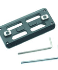 Arca Rail Tripod Ball Head Mount Adapter with Dual MLok Slots and Quick Release Plate, aluminum, shown with hex keys