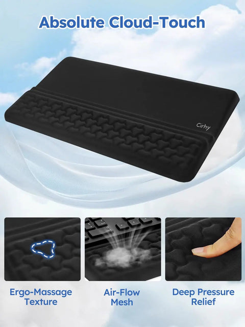 2-In-1 Keyboard Stand With Wrist Rest For Comfy Typing, featuring black memory foam and non-slip silicone base in ergonomic design