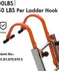 Two Pack Heavy Duty Roof Ladder Hook With Wheel And Rubber Grip T Bar Extension Ladder Stabilizer in steel frame close-up