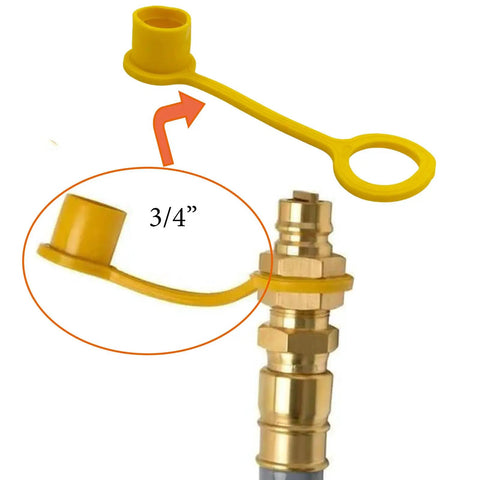 Three Quarter Inch Soft PVC Dust Free Yellow Protection Cap For Propane Quick Connect Hose Fittings And Male Fittings 2 Pack Fits Up To 1.02 Inch Diameter