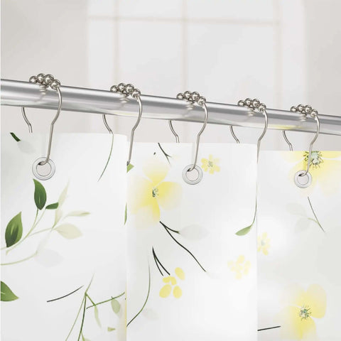 Rustproof Stainless Steel Shower Curtain Hooks Set Of 12 with Polished Nickel Finish on Bathroom Rod