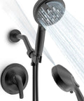 Single-Handle Shower Faucet Kit With Built-In Power Wash For Tub, Tile And Pets, Matte Black Trim With 9-Spray Shower Head And Hose