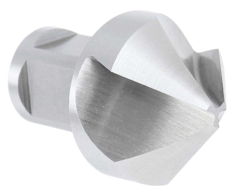 Close-up of 1-1/4 in HSS countersink with 3/4 in Weldon shank, 90° angle for magnetic drilling machine.