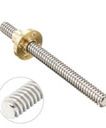 Hella Smooth T16 Trapezoidal Lead Screw Paired With Quality Brass Nut Featuring Four Millimeter Pitch And Full Length Threading for CNC projects.