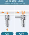 Diagram showing on and off positions of air control lever for Twenty Four Pack Aquarium Thread Air Control Valves For Three Sixteenth Inch ID Airline Tubing Single Way Chromium Copper Air Flow Regulators For Air Pumps Do It Yourself Dope Fish Tank Setup.