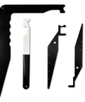 Four-Piece Emergency Crowbar Set for Fire and Rescue Pros, Portable Multi-Tool Kit for First Responders, Ideal for Warehouse and Home Rescue, Black, Durable 2CR13 Stainless Steel Construction for Real-World Emergencies. Four-piece black pry tools.