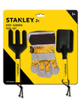 Kid Sized Garden Tool Set 3 Piece Spade Fork And Work Gloves For Small Hands Real Steel And Rubber Grips