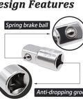 Socket adapter 1/2 in F to 3/8 in M, Amazon chrome-vanadium steel, anti-dropping groove with spring ball.