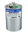 Dual Run Circular Start Capacitor 45 Plus 7.5uF 370 And 440V AC CBB65 with three top terminals for AC motors in HVAC systems