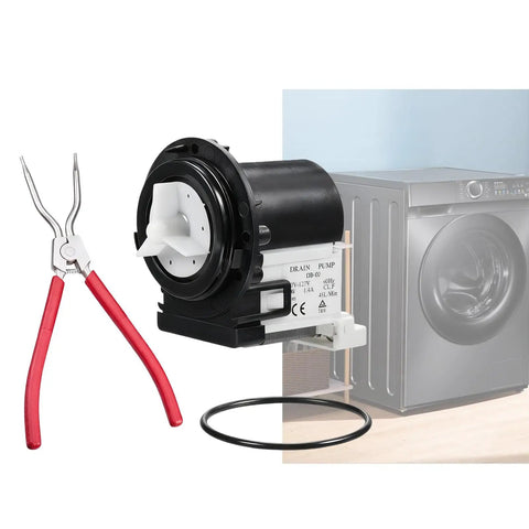 Washer Drain Pump Motor Assembly 4681EA2001T For Washing Machine Drainage Fixes with pliers and O-ring, front view