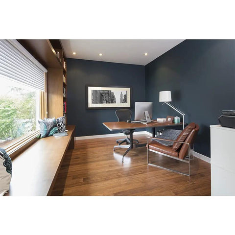 Home office with furniture, featuring ceiling lights that could use a 6 Inch Color Adjustable Canless Remodel Recessed LED Kit.