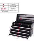 21 Inch Heavy Hitter Metal Tool Box With Four Smooth Drawers And Tight Auto Latching Steel Tool Chest Built Legit For Shop Grind And Weekend Warrior Gear Black with four extended drawers open.