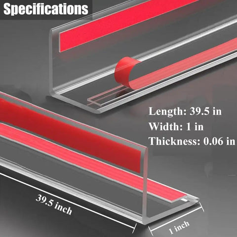 Heavy Duty Self Adhesive Wall Corner Guards 10 Pack Clear Polycarbonate Impact Resistant Edge Protectors Kid Safe Waterproof Trim Molding No Sweat Install Durable Finish For Home Protection 1 Inch Wide specifications showing 39.5 inch length.