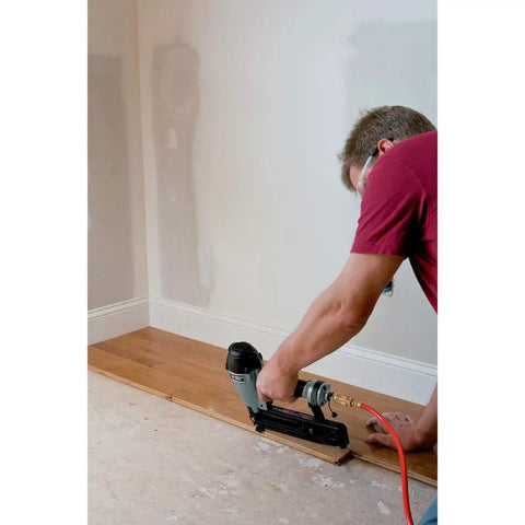 16-Gauge Straight Finish Nailer Kit with tool-free depth-drive adjustment used for flooring installation