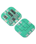Real Deal 18650 Four Series Lithium Battery Management System With 20 Amp Overcurrent Protection For 14.8 Volt Charging and Discharge Protection Boards, green PCB with electronic components.