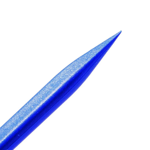 Close-up of a blue nylon spudger from Pro Grade Phone Repair Kit With Non Abrasive Nylon Spudgers And Anti Static Tweezers 8 Piece Set For Easy Smartphone Disassembly And Repair Includes Nylon Pry Tools Crowbars Long Board And ESD Tools.