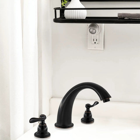 Windemere Deck Mounted Roman Tub Filler Trim Kit Oil Rubbed Bronze With Brass Construction And Zinc Handles Replacement Trim Only