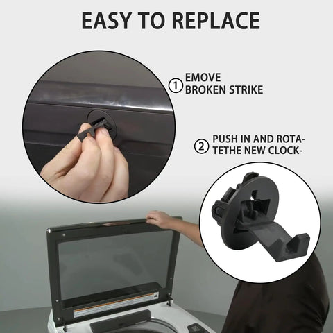 Durable Lid Strike Replacement For Washer Lid Assembly W11091027 W11044611 W11457841 Fits Top Load Washers Black Finish Easy Install No Fuss Solid Closure, black washer lid strike