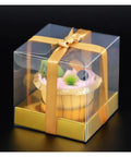 Golden Cake Gift Boxes 30 Pack With Clear Viewing Windows premium dessert packaging with ribbon for events and gift giving