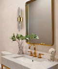 Two Light Modern Wall Sconce In Brushed Titanium Gold With Clear Glass Crystal Luxury Wall Light Fixtures near vanity mirror