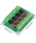 4 Channel Optocoupler PC817 Isolation Board With 3.3V And 5V Drive To 3.6-30V Output Voltage Converter Module, green circuit board with connectors