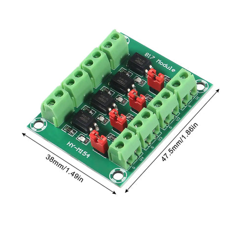 4 Channel Optocoupler PC817 Isolation Board With 3.3V And 5V Drive To 3.6-30V Output Voltage Converter Module, green circuit board with connectors