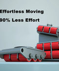 Rock Solid Heavy Duty Equipment Dolly With Multi Directional Roller Skates For Seamless Industrial Machinery Hauling showing red polyurethane wheels.