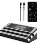 Hands-Free Wireless Meat Thermometer With Dual-Sensor Probes, 500 Ft Range, Smart App Control, and digital display unit visible