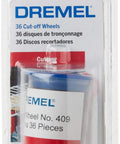 Front view of Dremel 409 cut-off wheels packaging, 36 pieces.